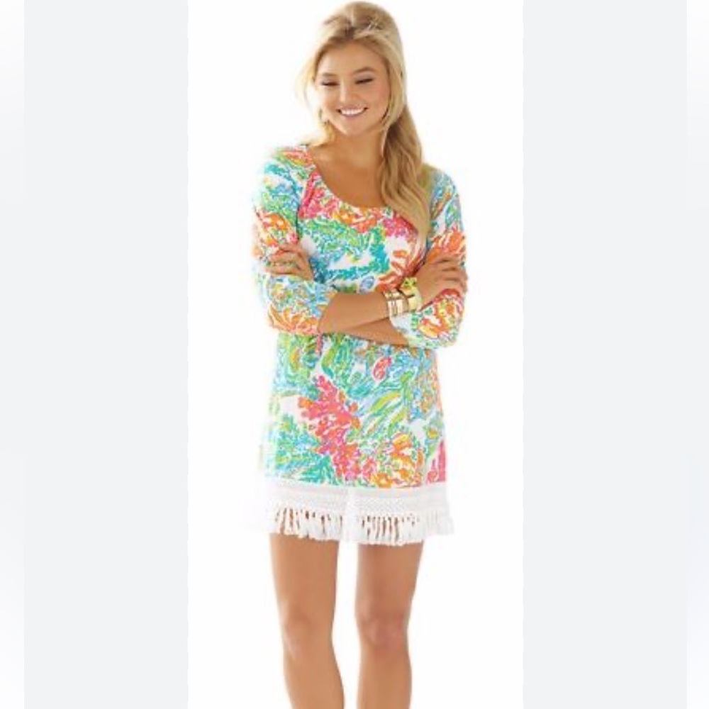 Lilly Pulitzer  Beach Fringe Alia Coverup Casa Marina Resort wear. Size Large.